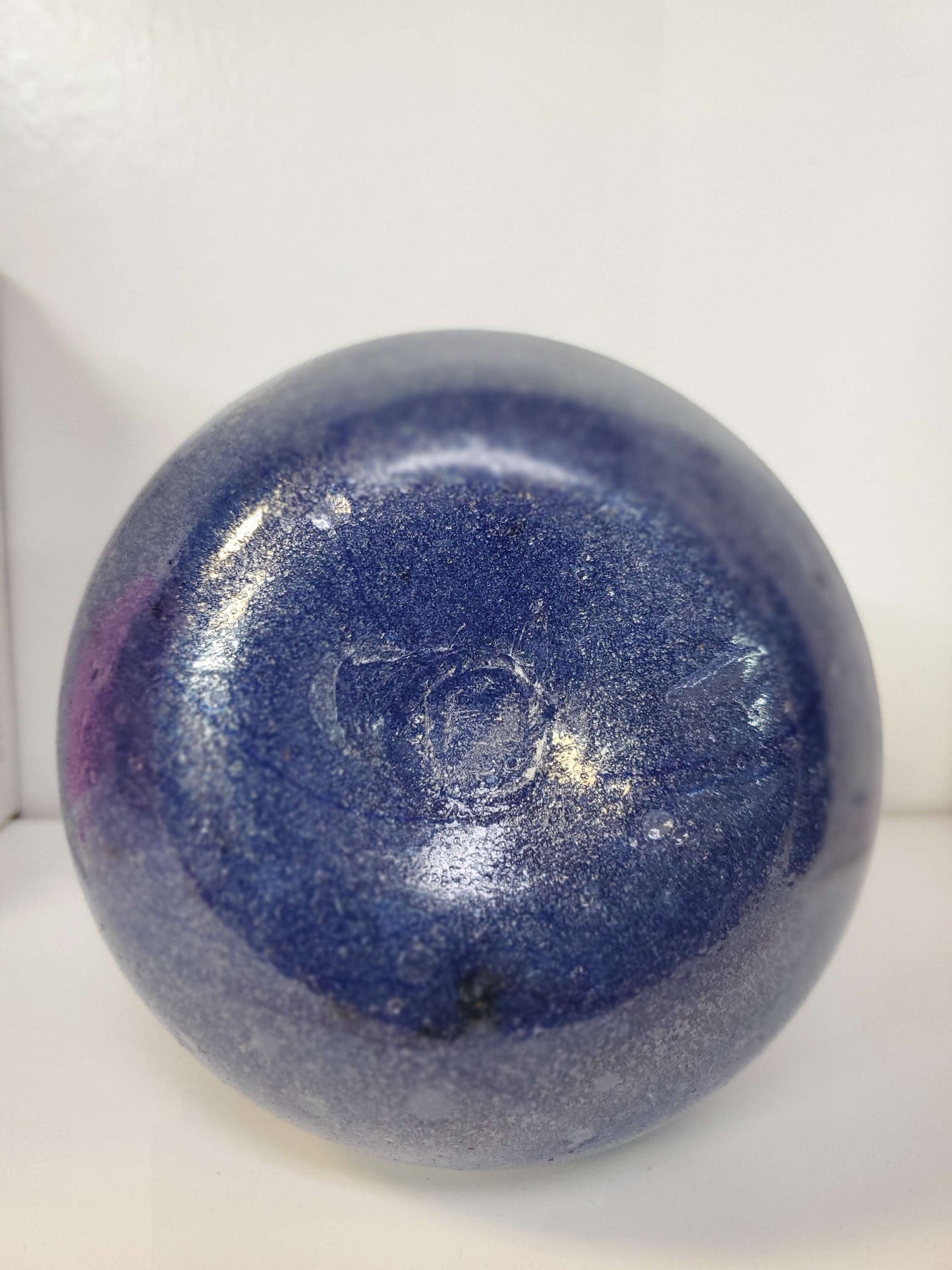 hand spun blue glass vase 9in image 2