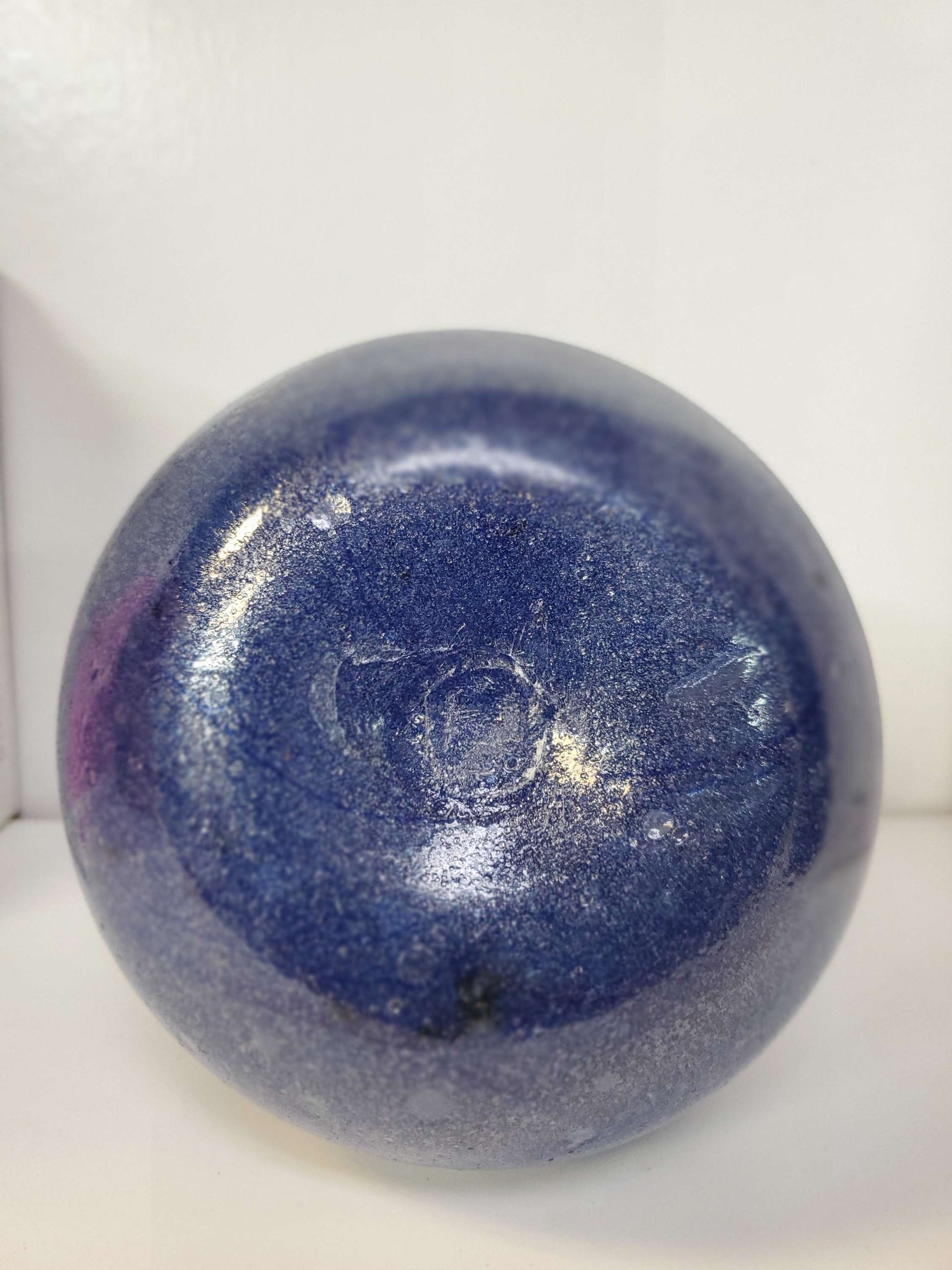 hand spun blue glass vase 9in image 2