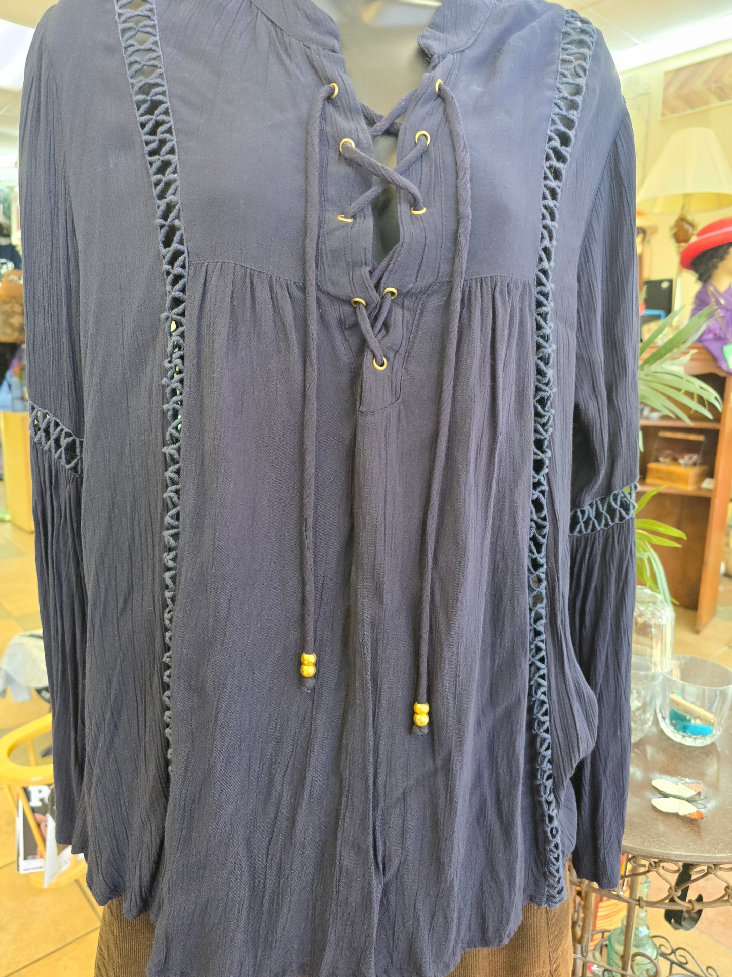 Blue long sleeve blouse size L image 2