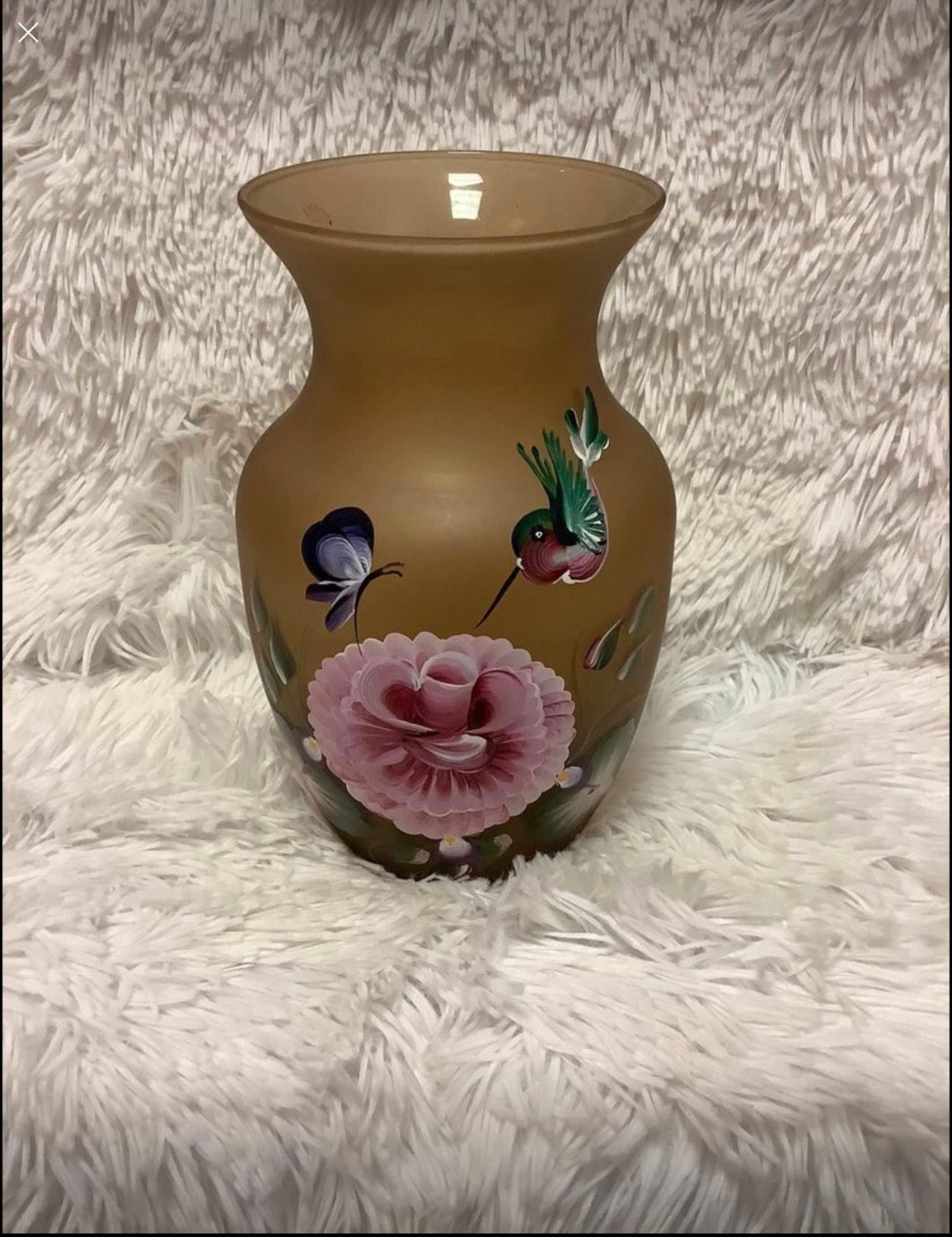 Floral Hummingbird Vase 8 inch tall image 0