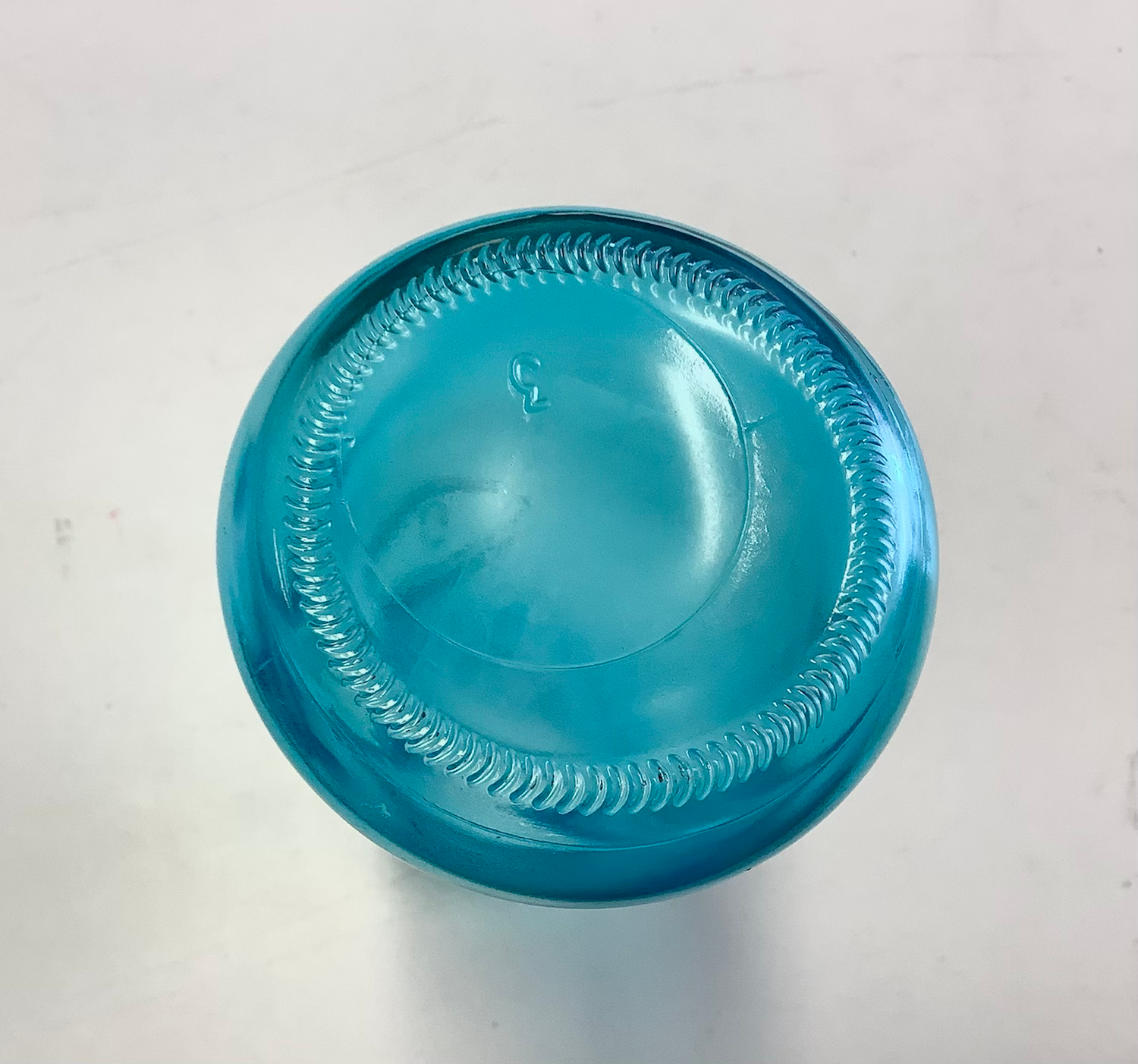 Blue glass milk container image 2