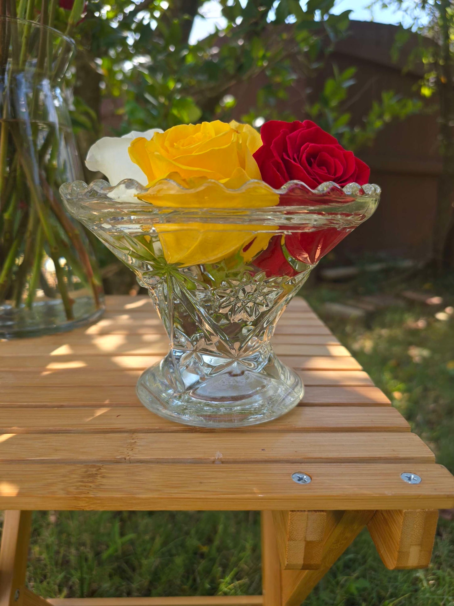 Vintage Clear Glass vase/ doubles as a punch bowl vase image 1