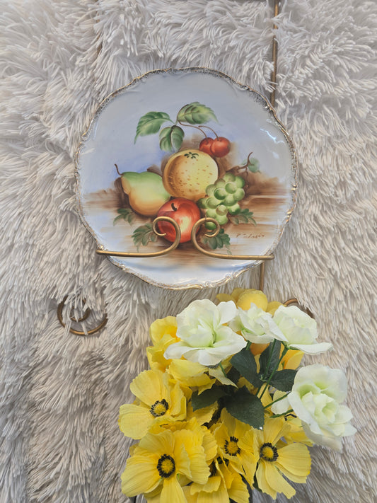 Vintage Japanese Porcelain Decorative Plate Hand Painted Fruit Signed K. Fujita image 0