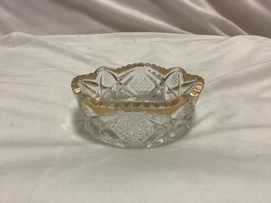 Diamond Pattern Clear Bowl with Gold Trim image 0