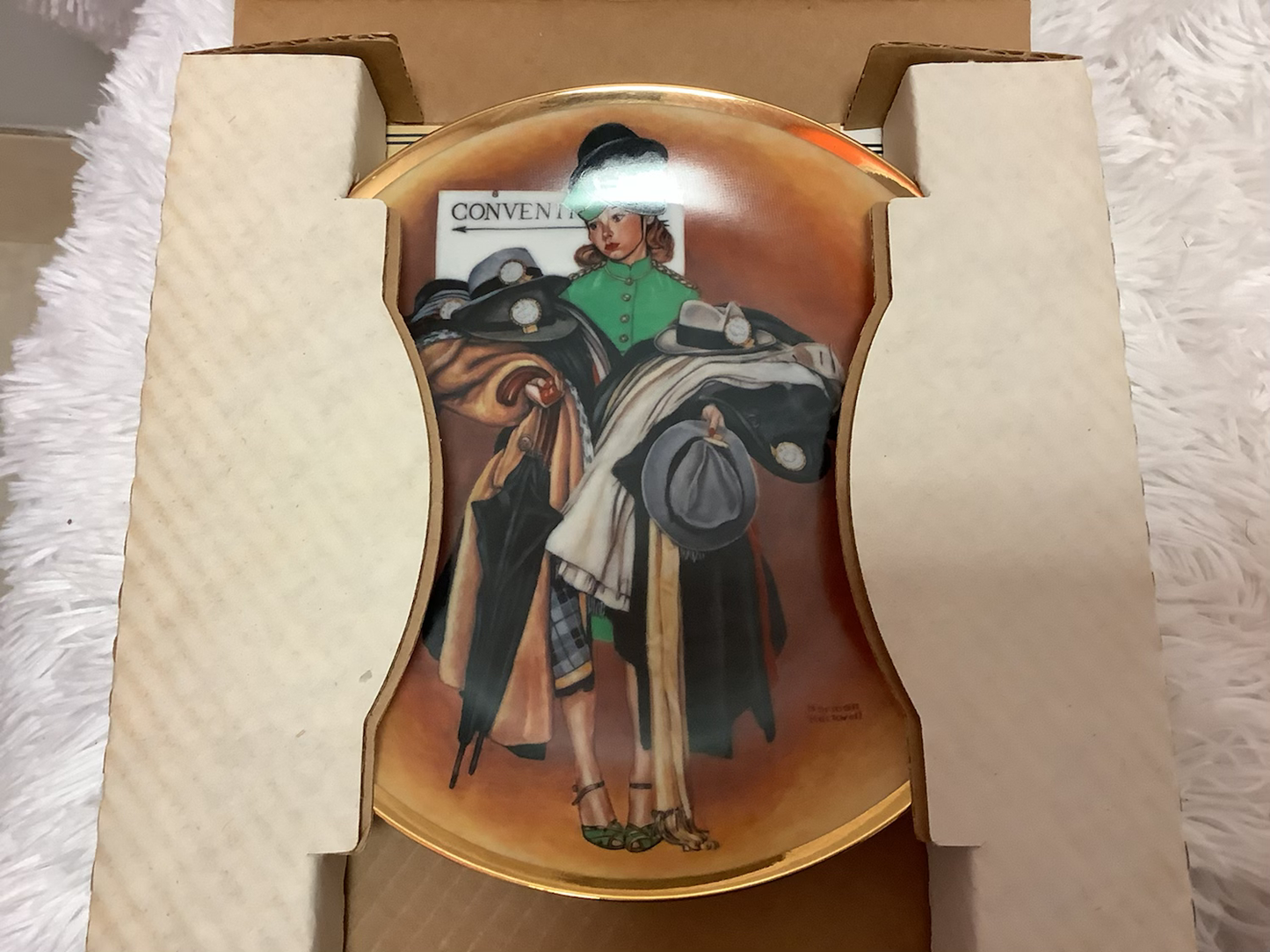Norman Rockwell “the hatcheck girl” plate image 4