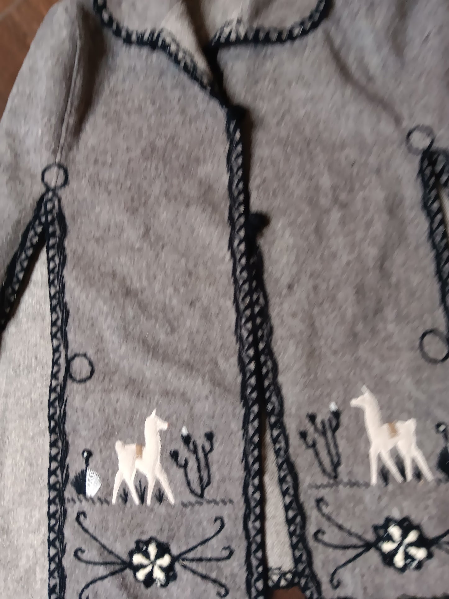 Authentic Gray and black alpaca poncho image 1