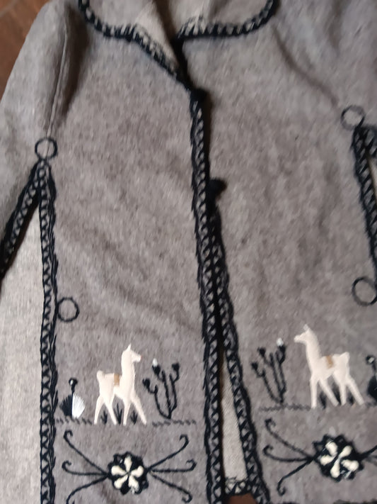 Authentic Gray and black alpaca poncho image 1
