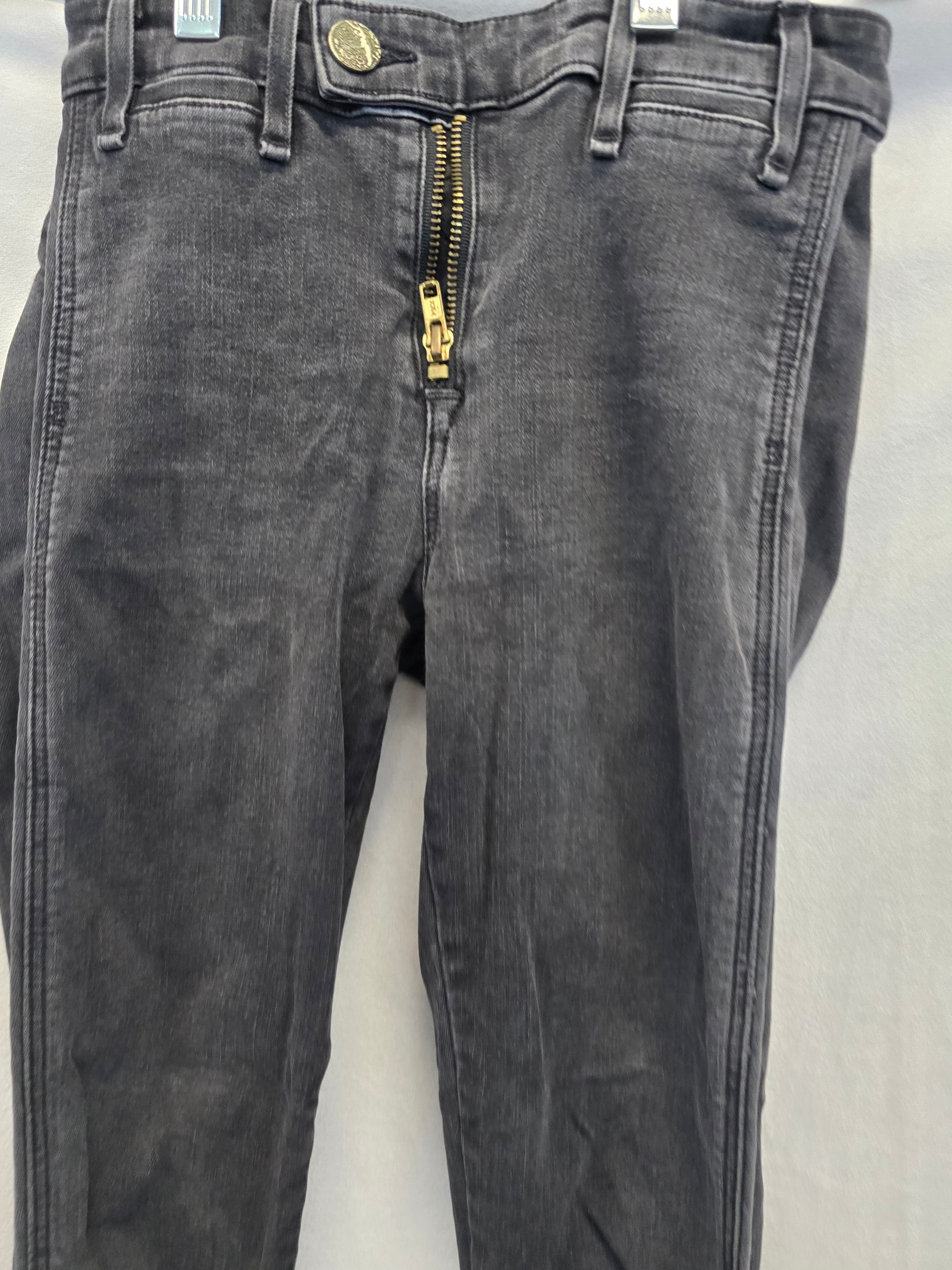McGuire Gotham High Rise Skinny Crop Exposed Zipper Distressed Jean Grey, Sz 25 image 1