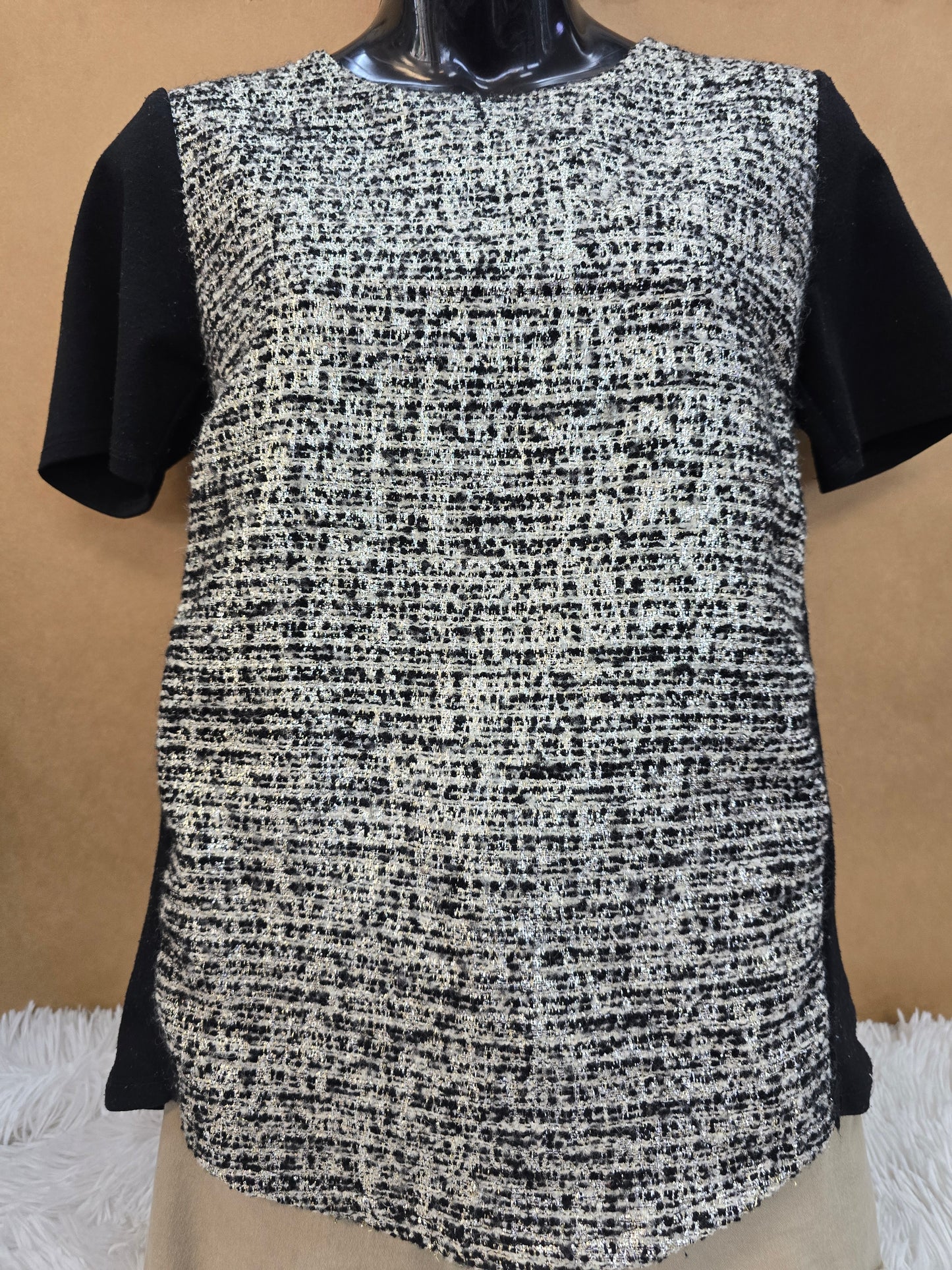 Petticoat Alley Women Top Extra Small Black Acrylic Blend Short Sleeve Shirt image 2