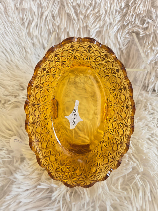 Vintage LG Wright amber glass dish image 0
