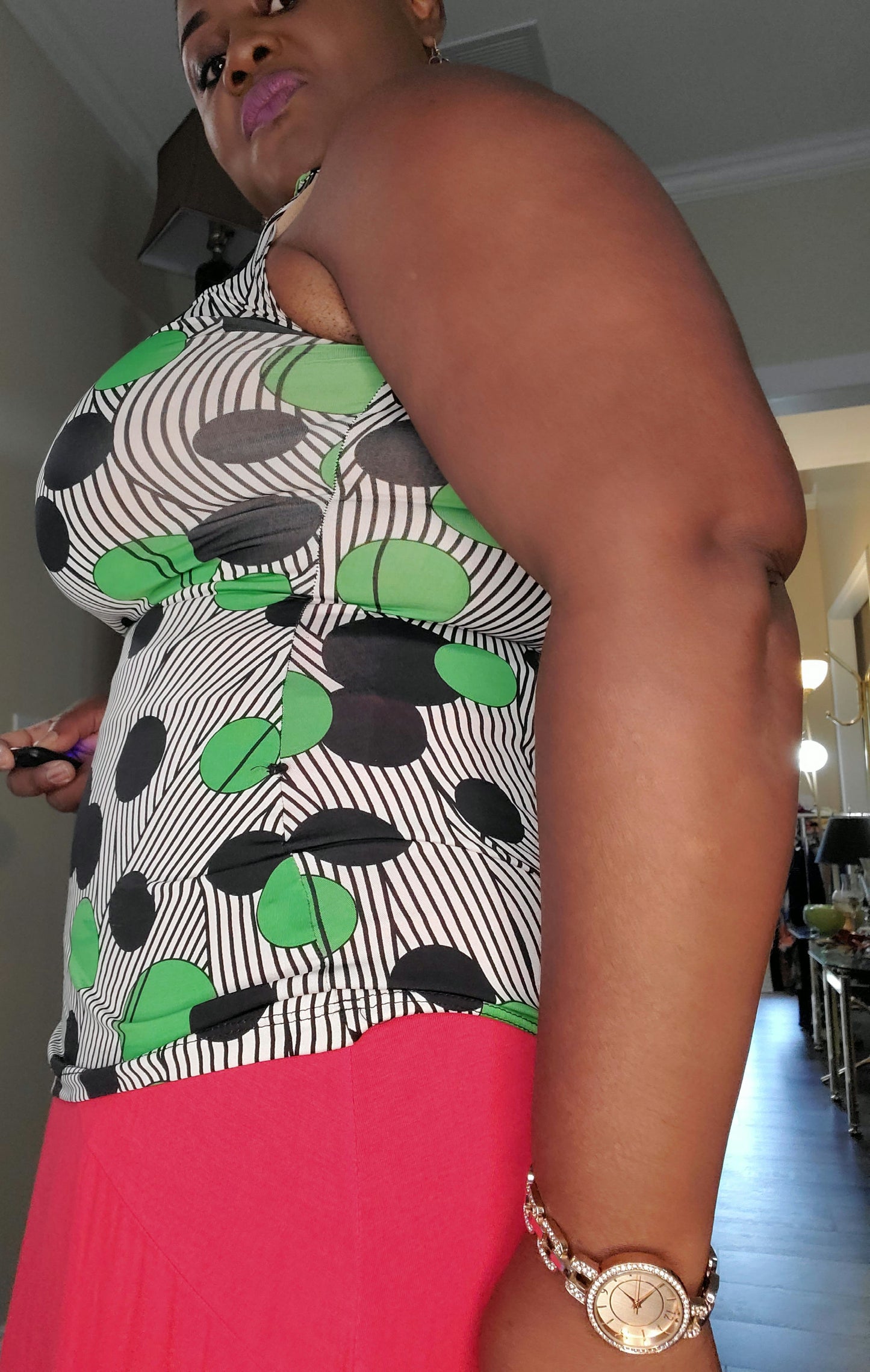 Green multicolor blouse size L image 2