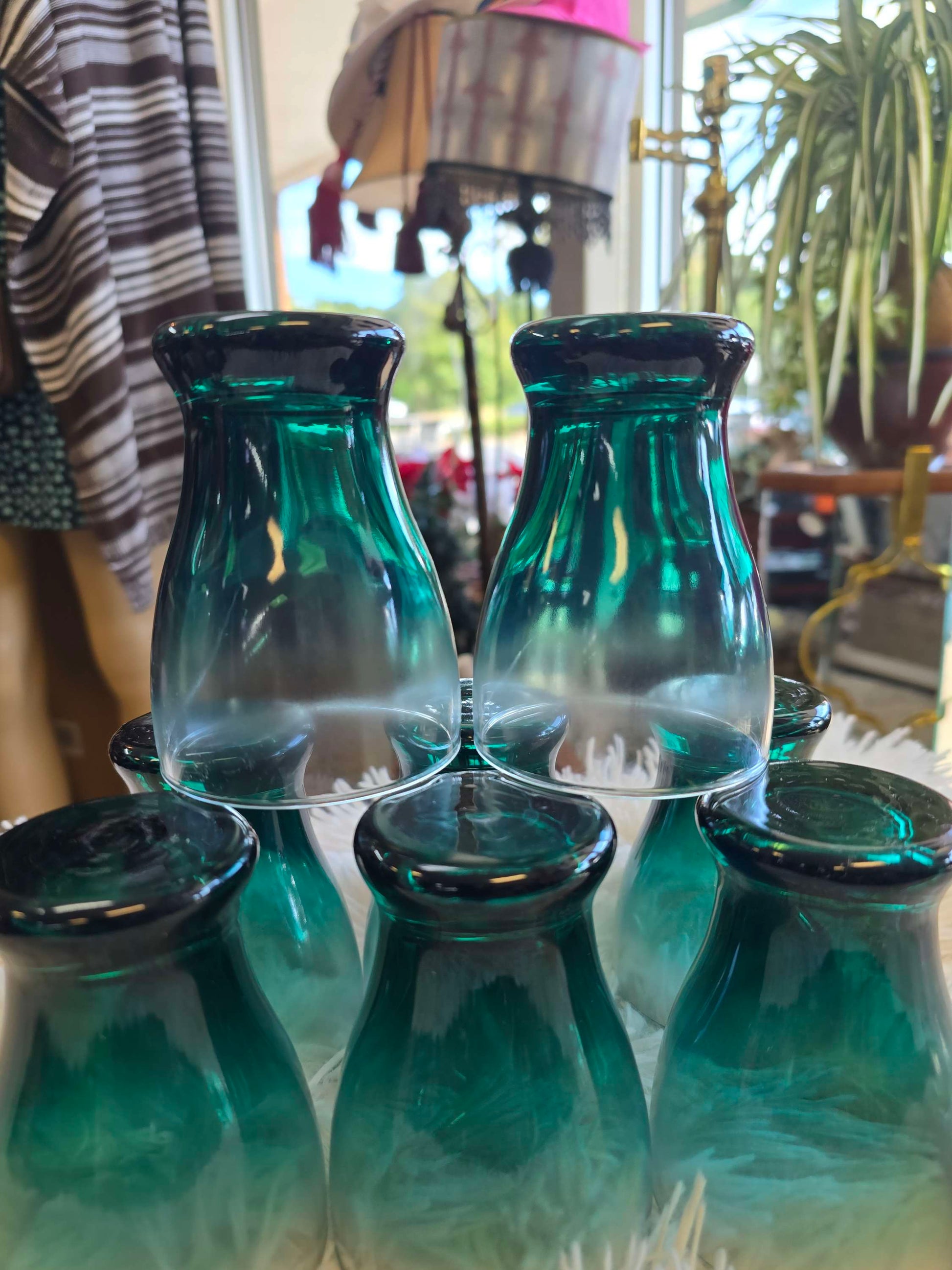 8 piece Green Ombre Frosted juice glassware image 5