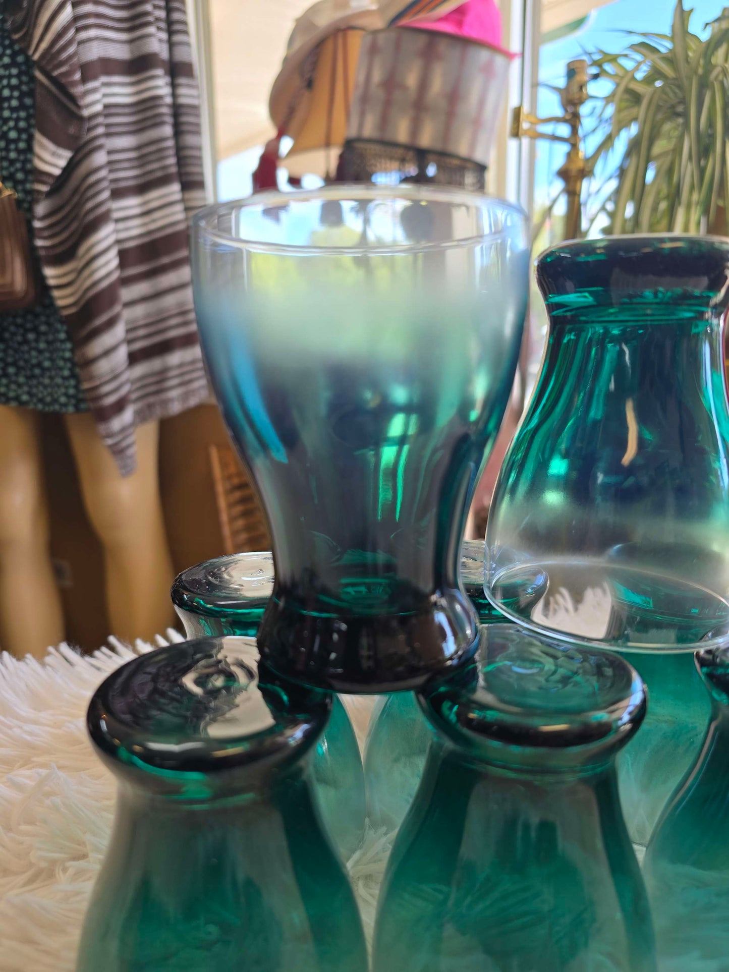 8 piece Green Ombre Frosted juice glassware image 3