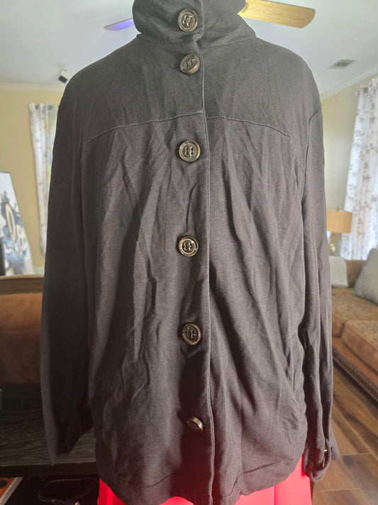 Talbots black button front sweater with side pockets 1X image 0