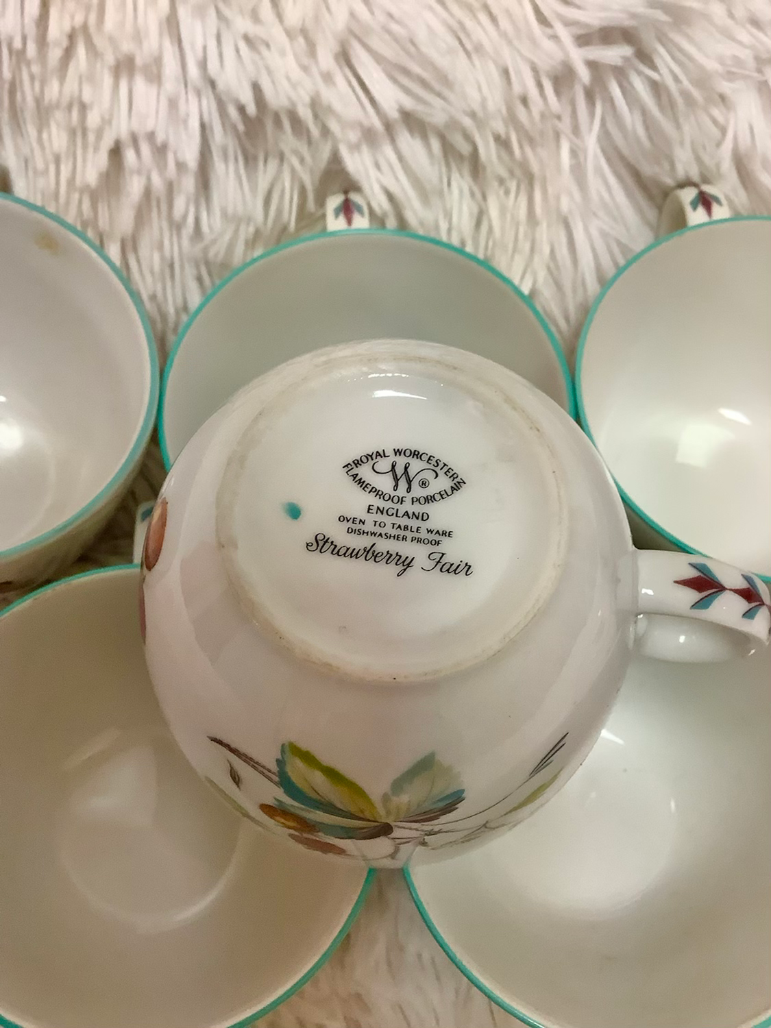 royal worcester flameproof porcelain strawberry fair cups set of 8 image 4