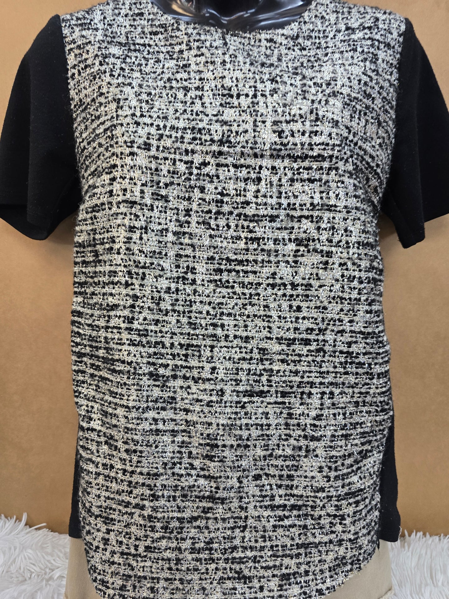 Petticoat Alley Women Top Extra Small Black Acrylic Blend Short Sleeve Shirt image 4