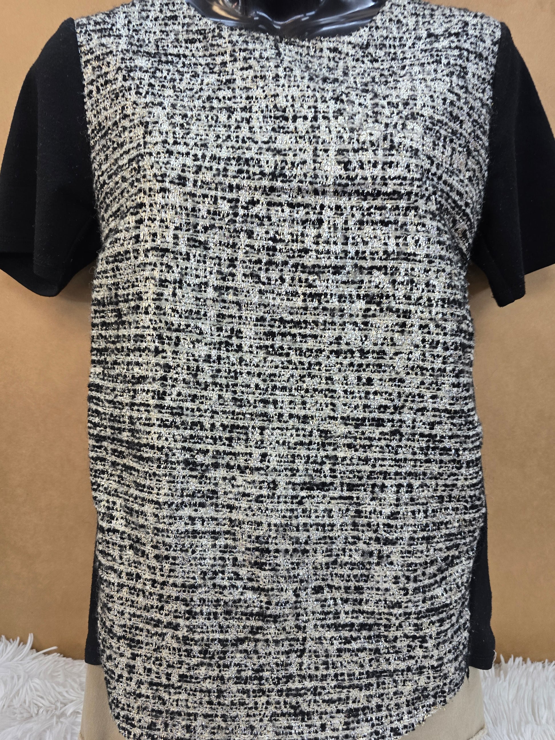 Petticoat Alley Women Top Extra Small Black Acrylic Blend Short Sleeve Shirt image 4