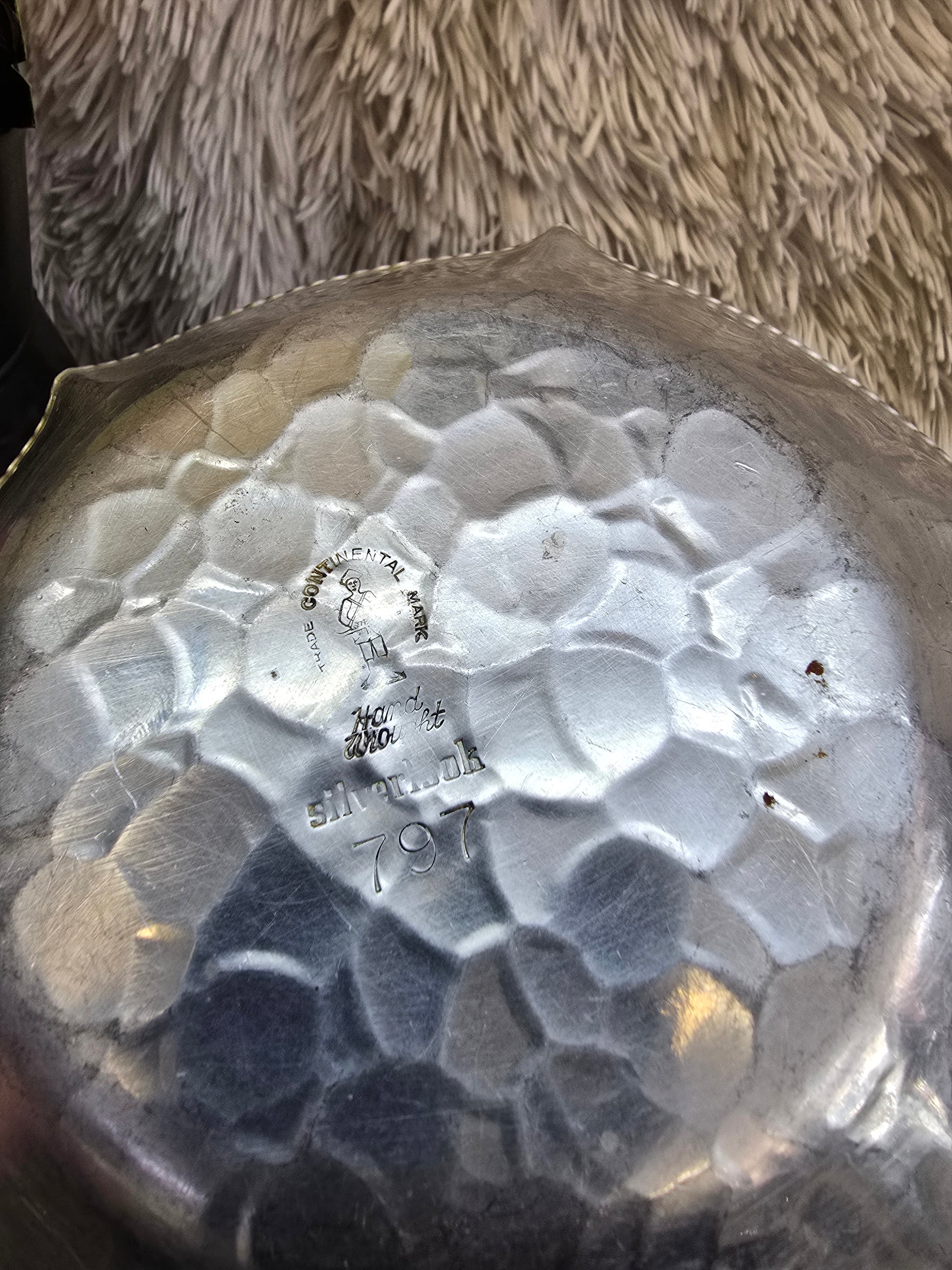 Trade Continental Silverlook Hand Wrought 566 Mum Oval Bread Tray Hammered image 6