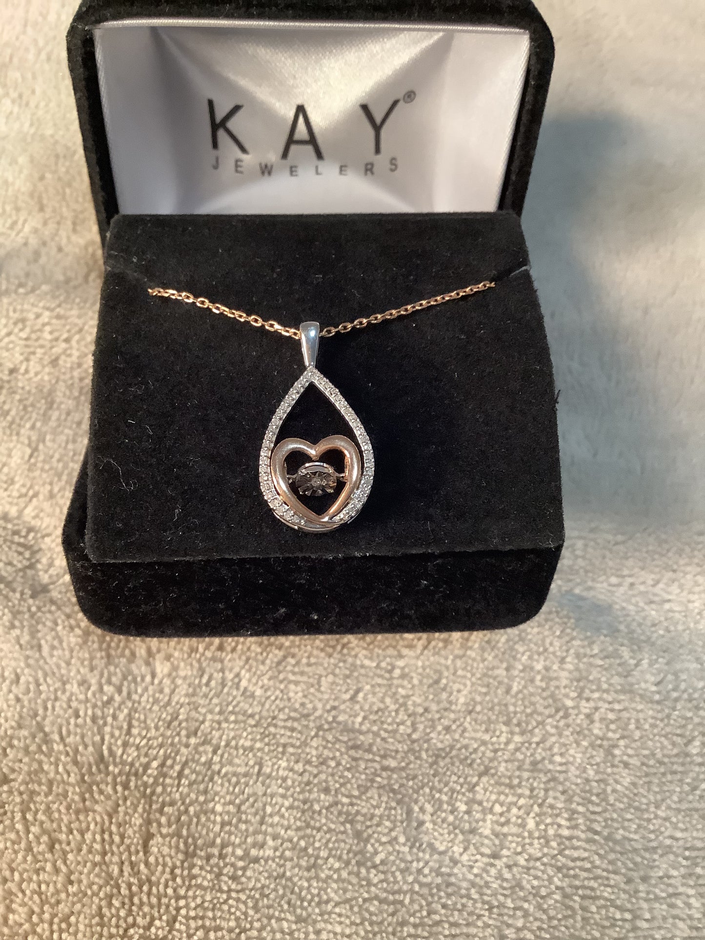 Kay jewelry pendant teardrop design with a heart centerpiece image 1