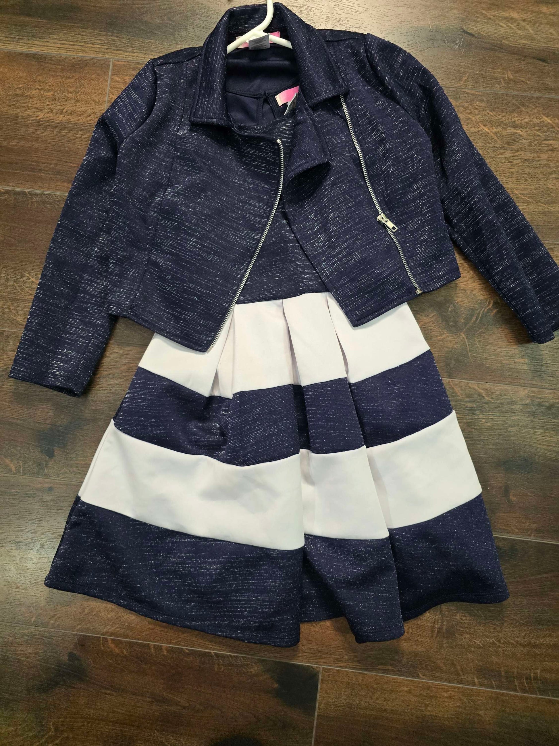 Girl blue and white dress size 10 image 2