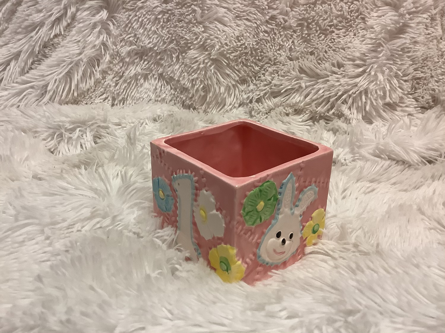 Vintage Ceramic Pink baby flower vase image 4