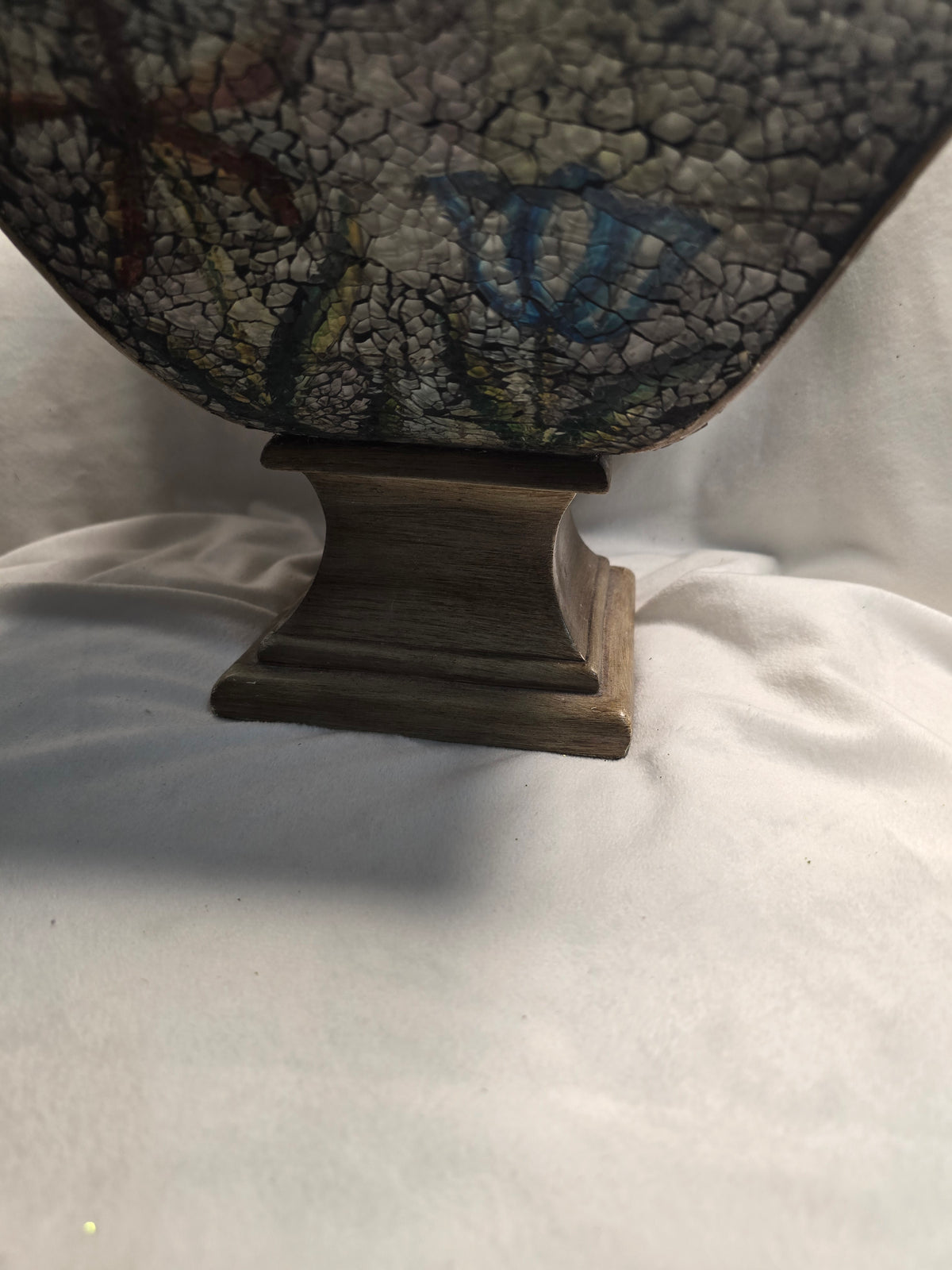 Decorative Mosaic Pedestal Bowl Dragonfly Butterfly Design Gold Tone 10" Centerpiece