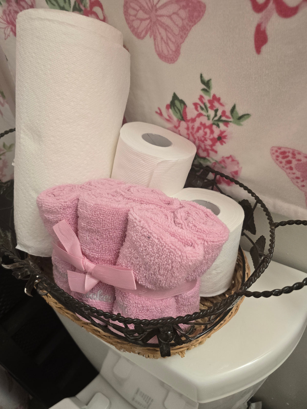 Metal Flower Themed Basket