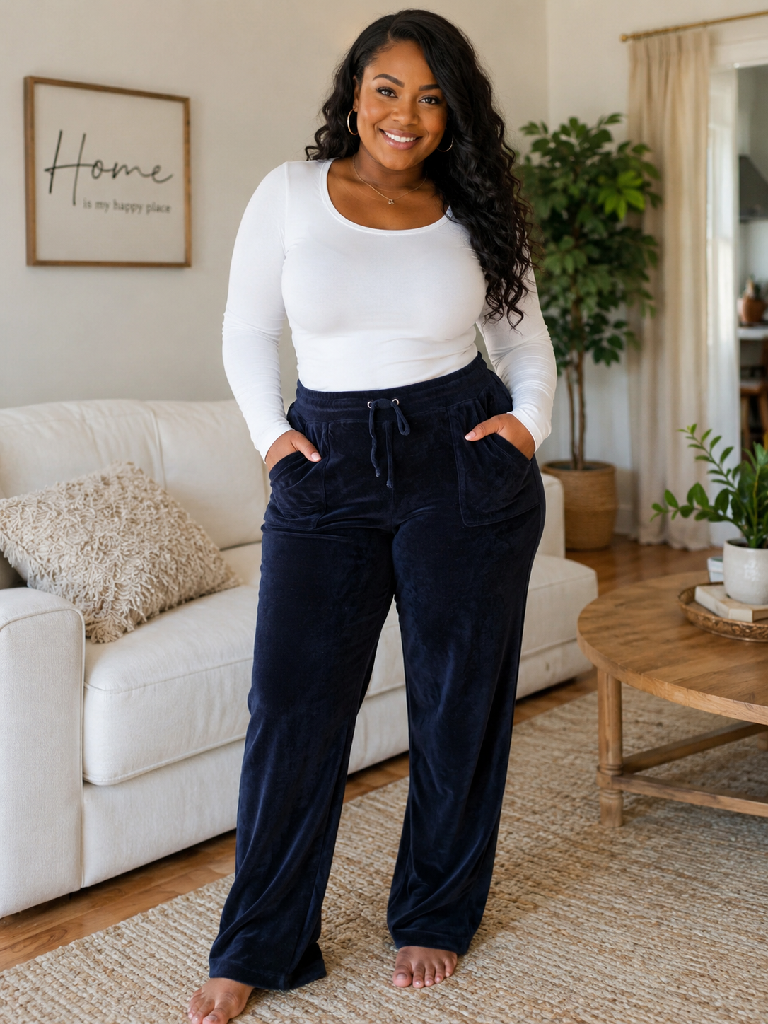 Blue Velour/Suede-Look Lounge Pants – Size 2X