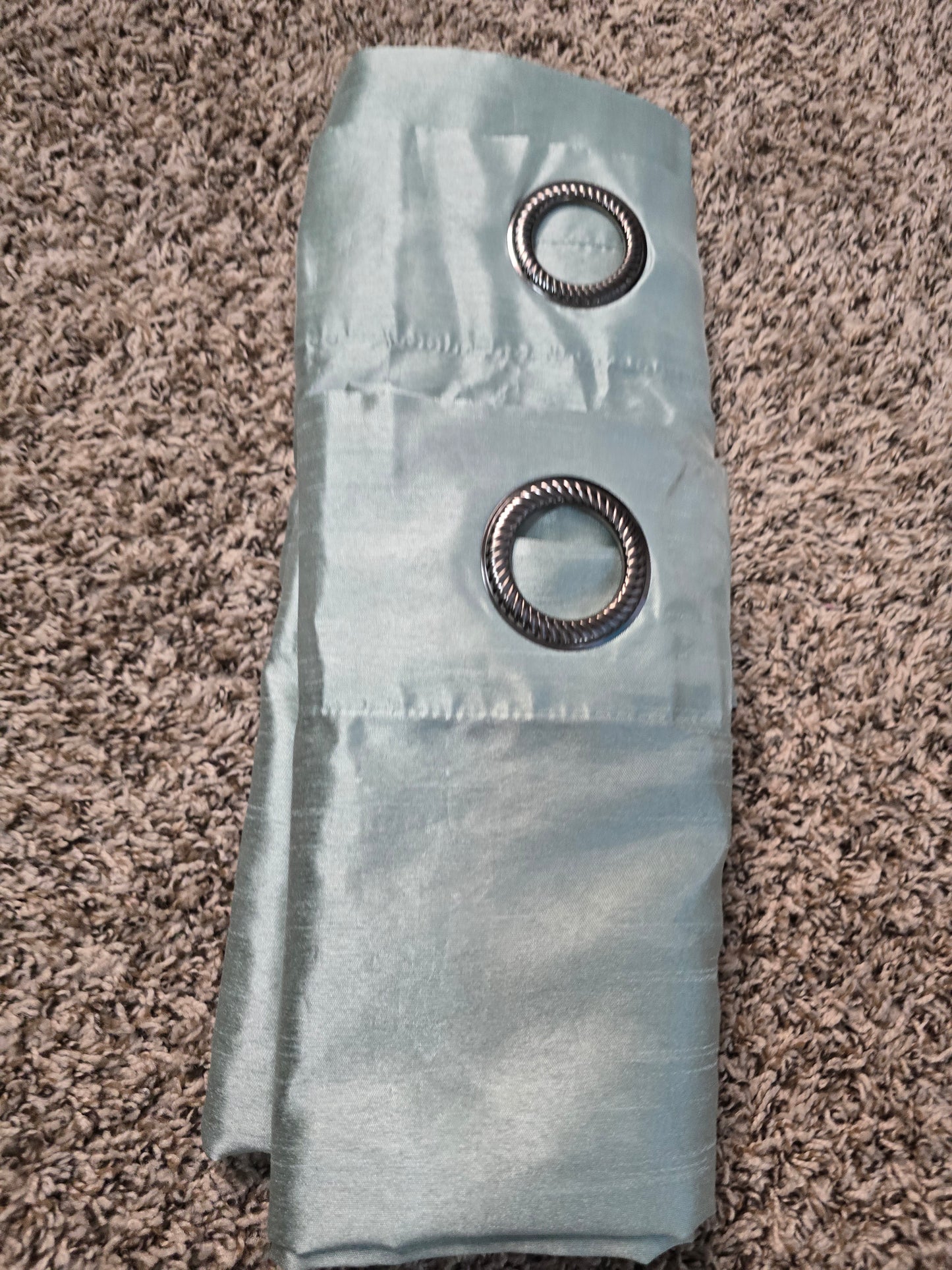 Set of 2 Mint Green Shimmer Grommet Curtain Panel – 36"W × 82"L