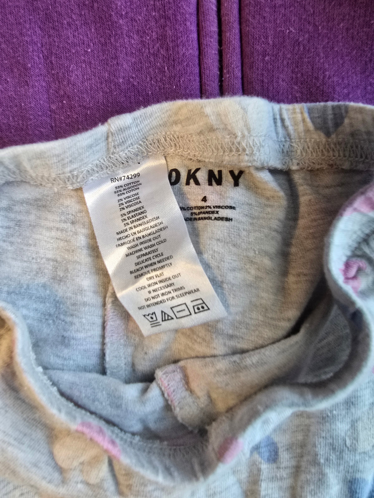 Girls H&M Purple Zip-Up Hoodie & DKNY Heart Print Leggings Set Size 4