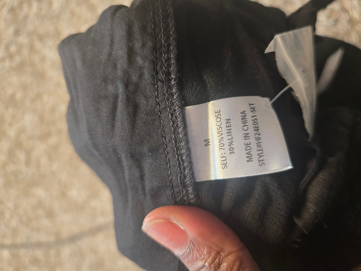 Fashion Nova Black High-Waisted Pleated Linen Blend Shorts Size M