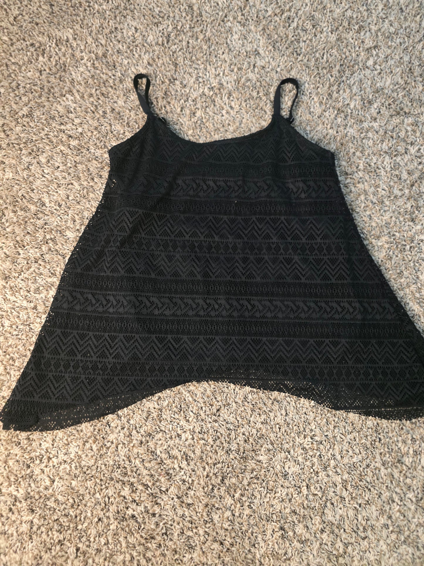 Black knitted Lace Sleeveless Beach Cover-Up Top