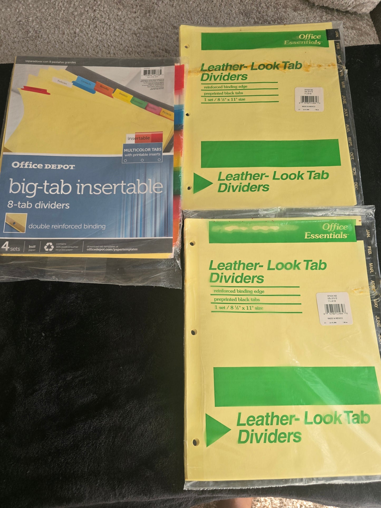 Binder Divider Lot – Office Depot 8-Tab Insertable & Office Essentials Monthly Dividers