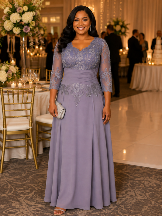 JJ's House Dusty Lavender Lace Formal Evening Gown – Women's Custom Size (See Measurements)