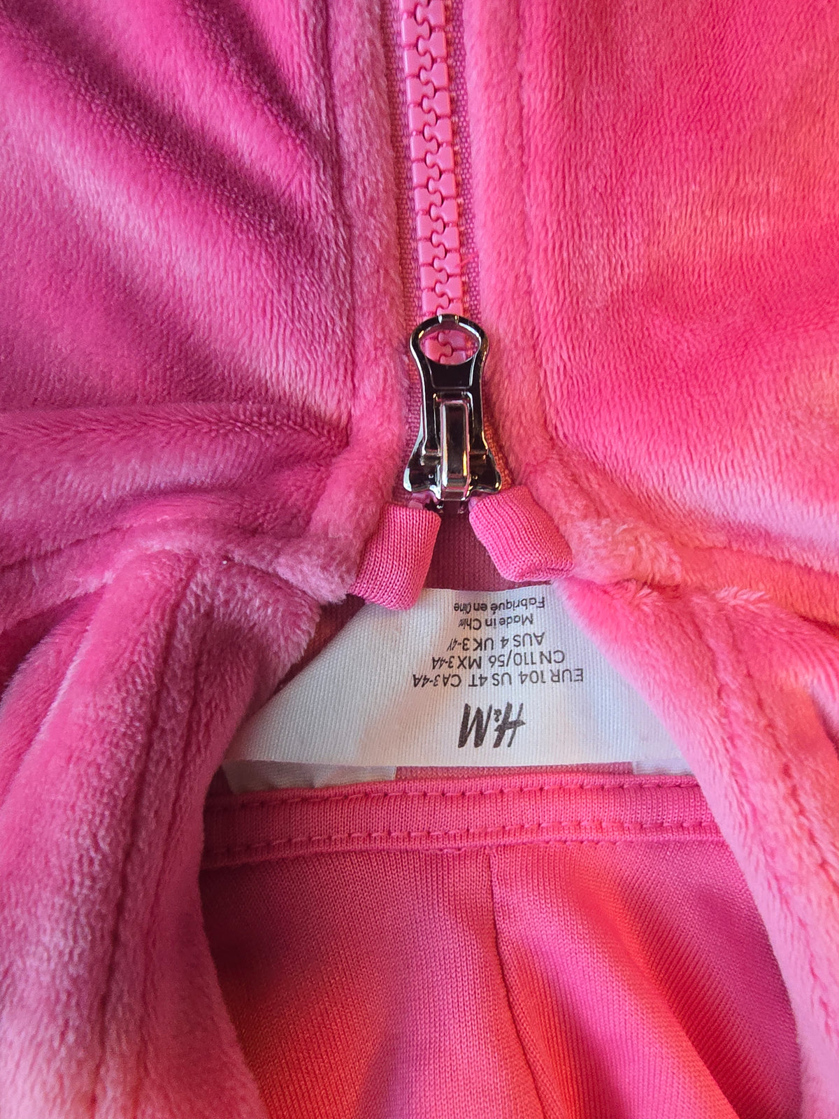 Girls H&M Pink Velour Hoodie & Blue Denim Joggers Mix & Match Set Size 3–4Y