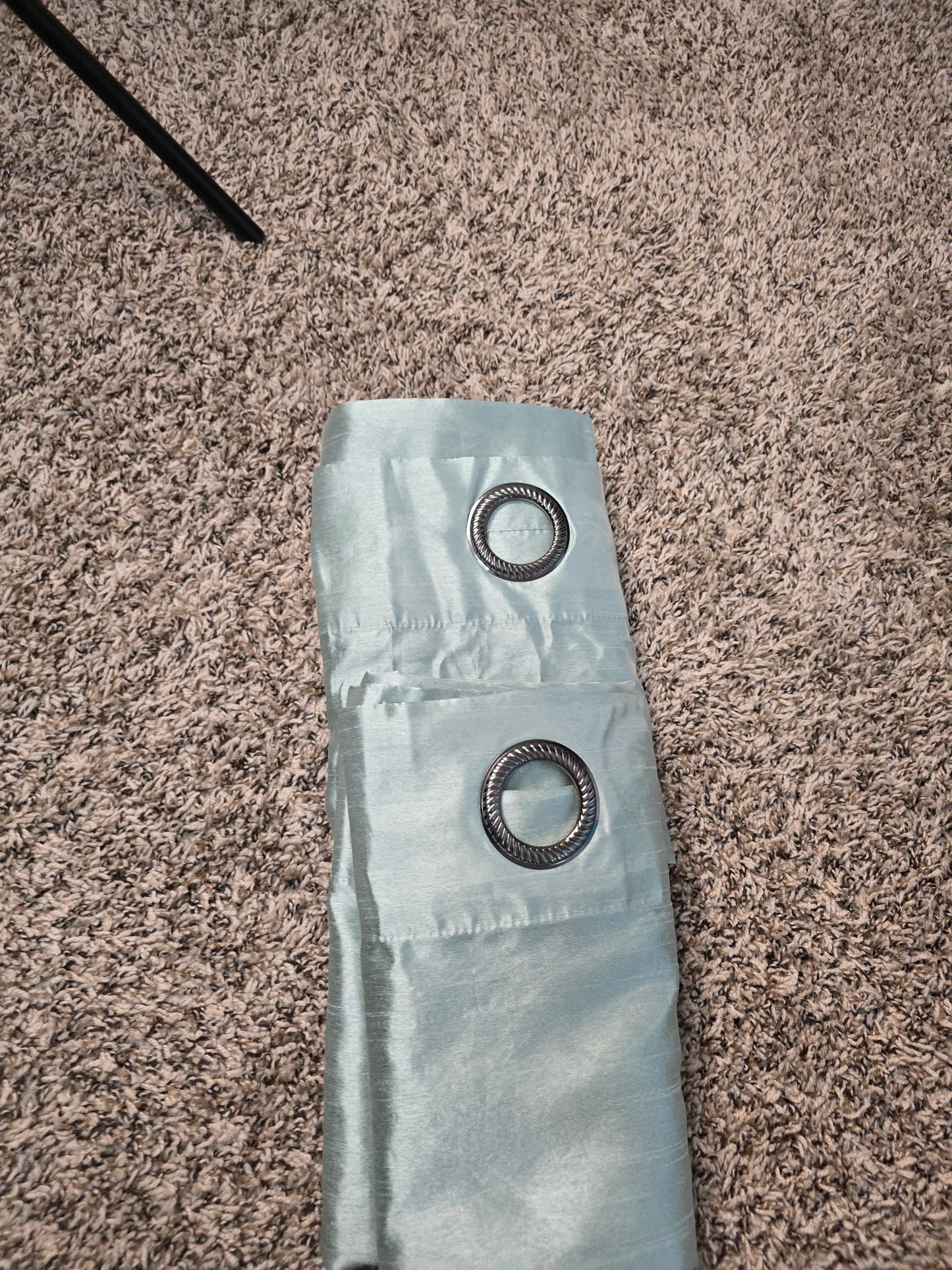 Set of 2 Mint Green Shimmer Grommet Curtain Panel – 36"W × 82"L
