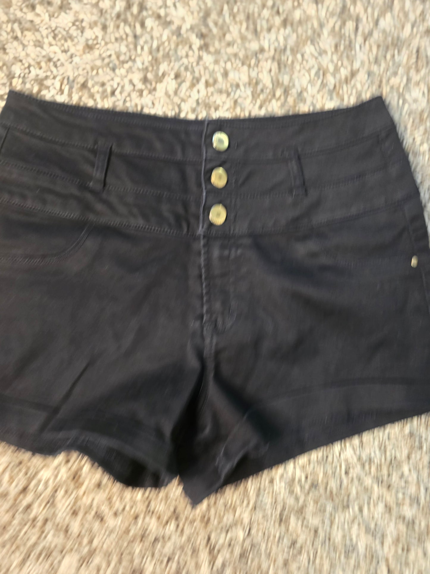 Women’s Black High-Waisted Triple Button Shorts – Size 8