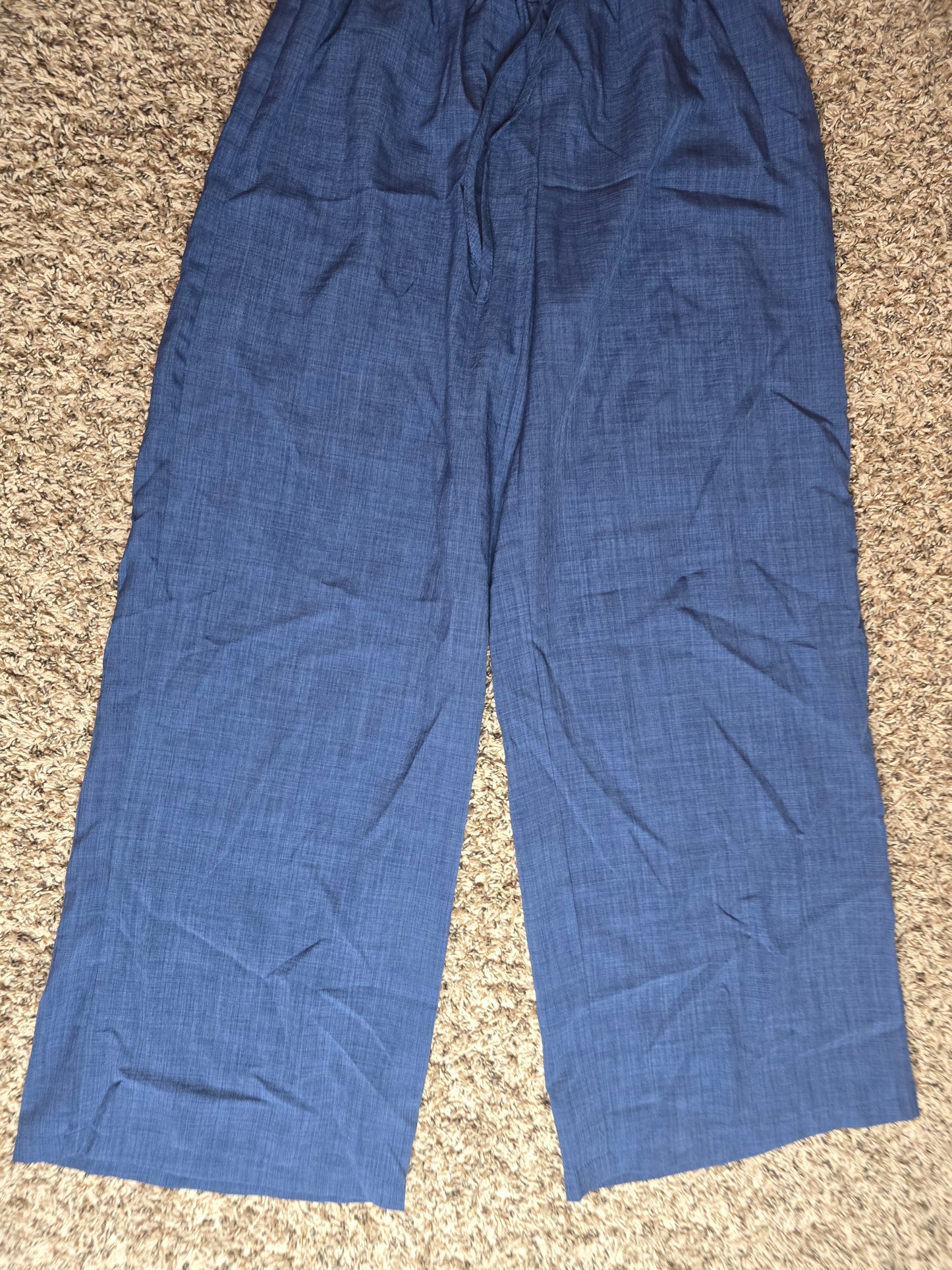 SHEIN Women's Blue Smocked Hem Wide Leg Pants – Size Large