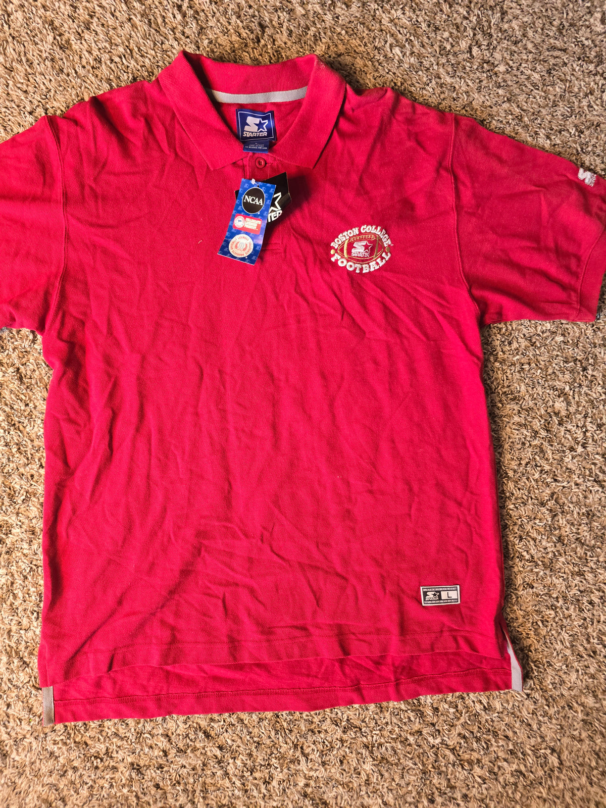 Starter Boston College Football Men's Polo Shirt Red Size Large NCAA NWT