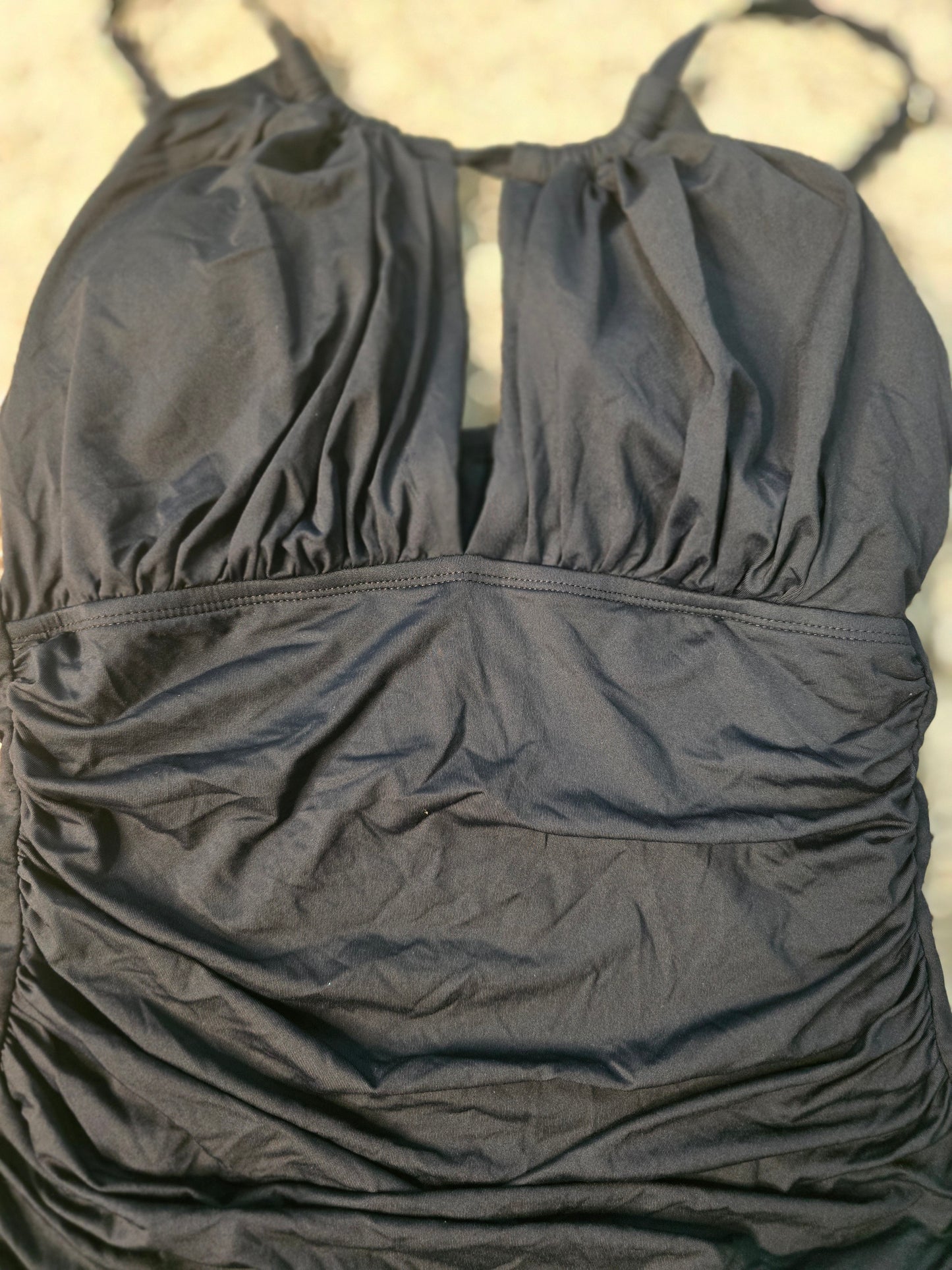 La Blanca Black Ruched Tankini Swim Top