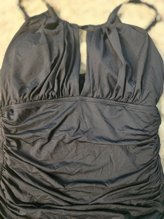 La Blanca Black Ruched Tankini Swim Top