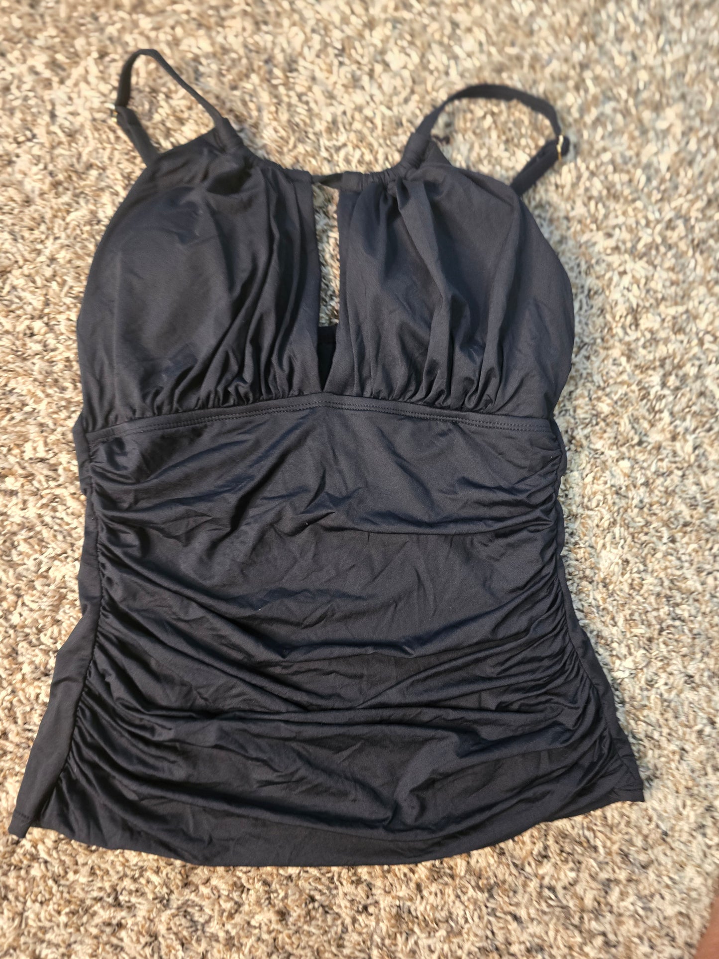 La Blanca Black Ruched Tankini Swim Top