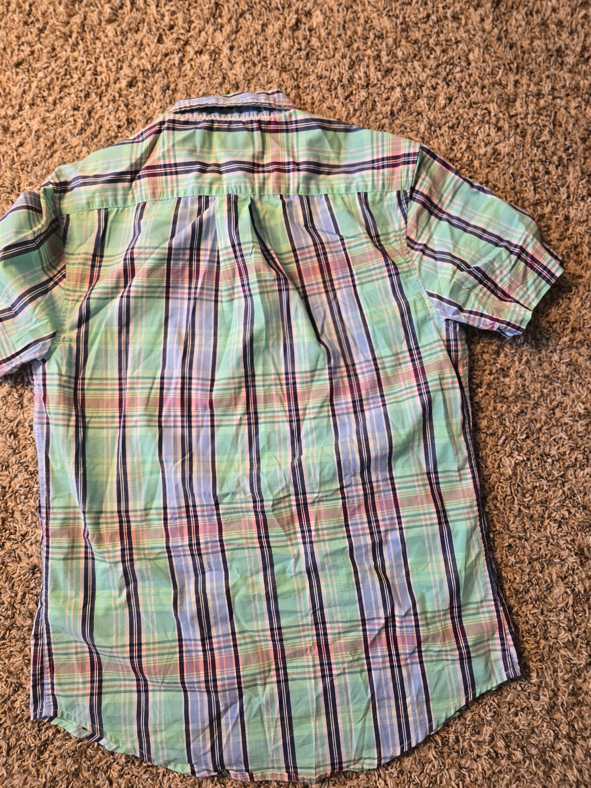 U.S. Polo Assn. Men’s Small Plaid Short Sleeve Button Down Stretch Shirt Green Blue