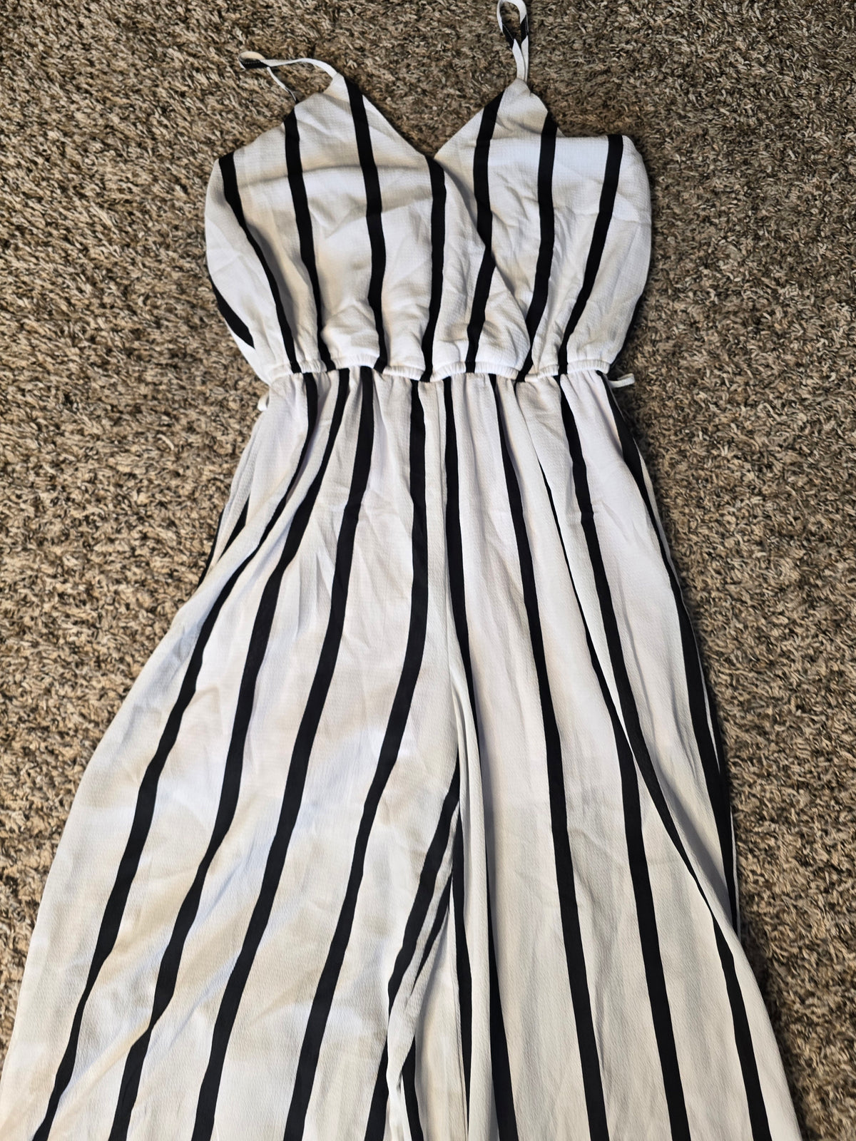 For Joseph Black White Striped Wide Leg Jumpsuit Women’s Size S Spaghetti Strap