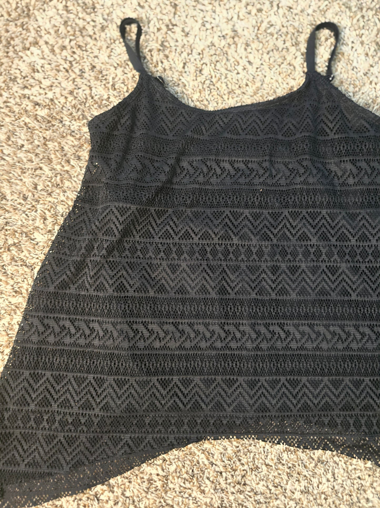 Black knitted Lace Sleeveless Beach Cover-Up Top