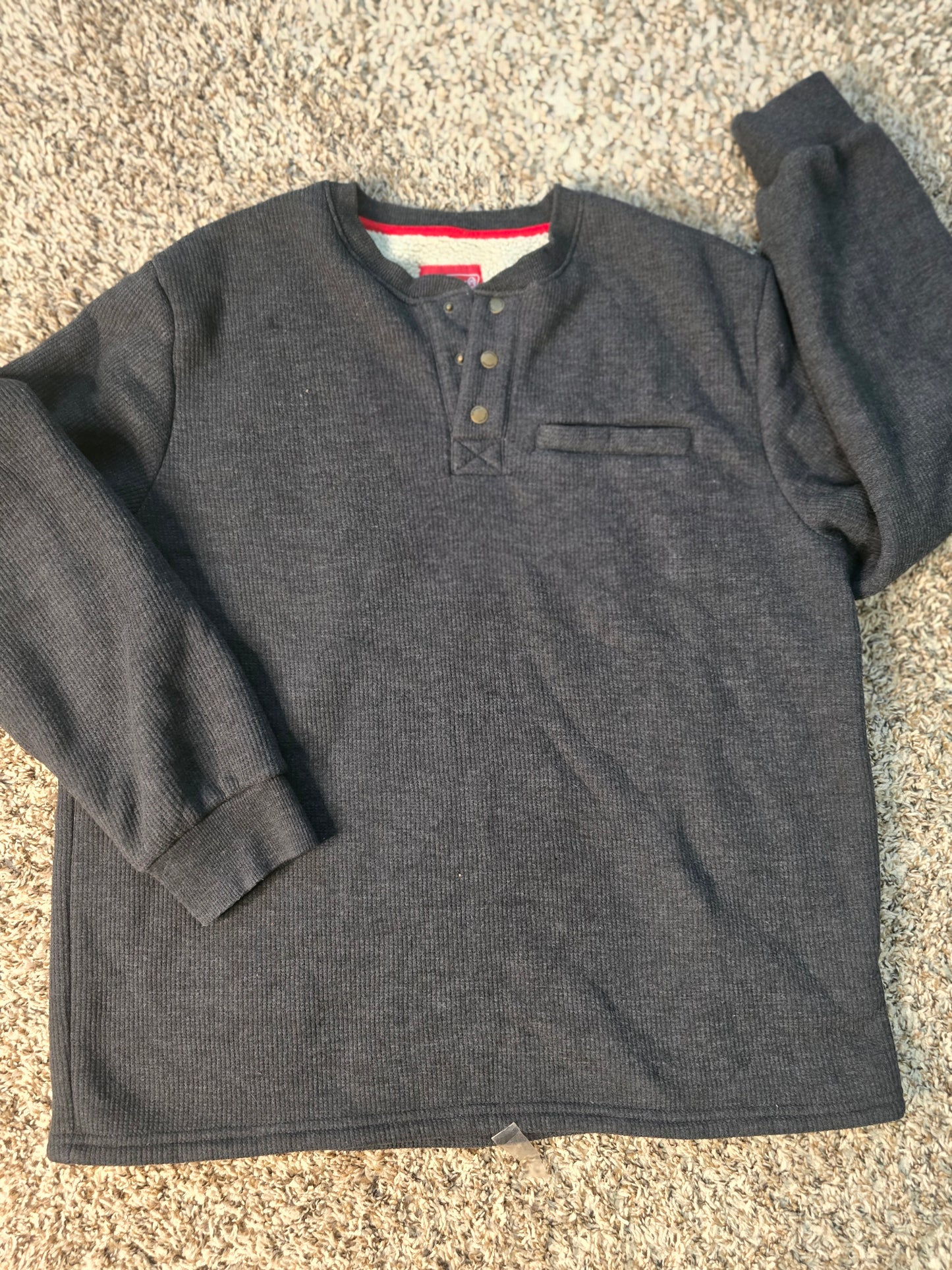 Coleman Men’s XL Sherpa-Lined Henley Pullover – Charcoal Gray