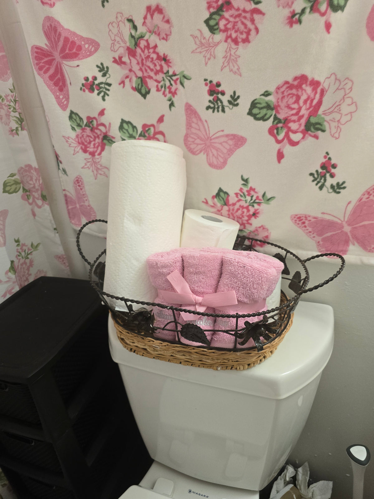Metal Flower Themed Basket
