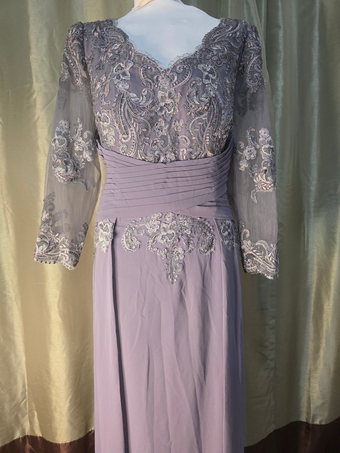 JJ's House Dusty Lavender Lace Formal Evening Gown – Women's Custom Size (See Measurements)