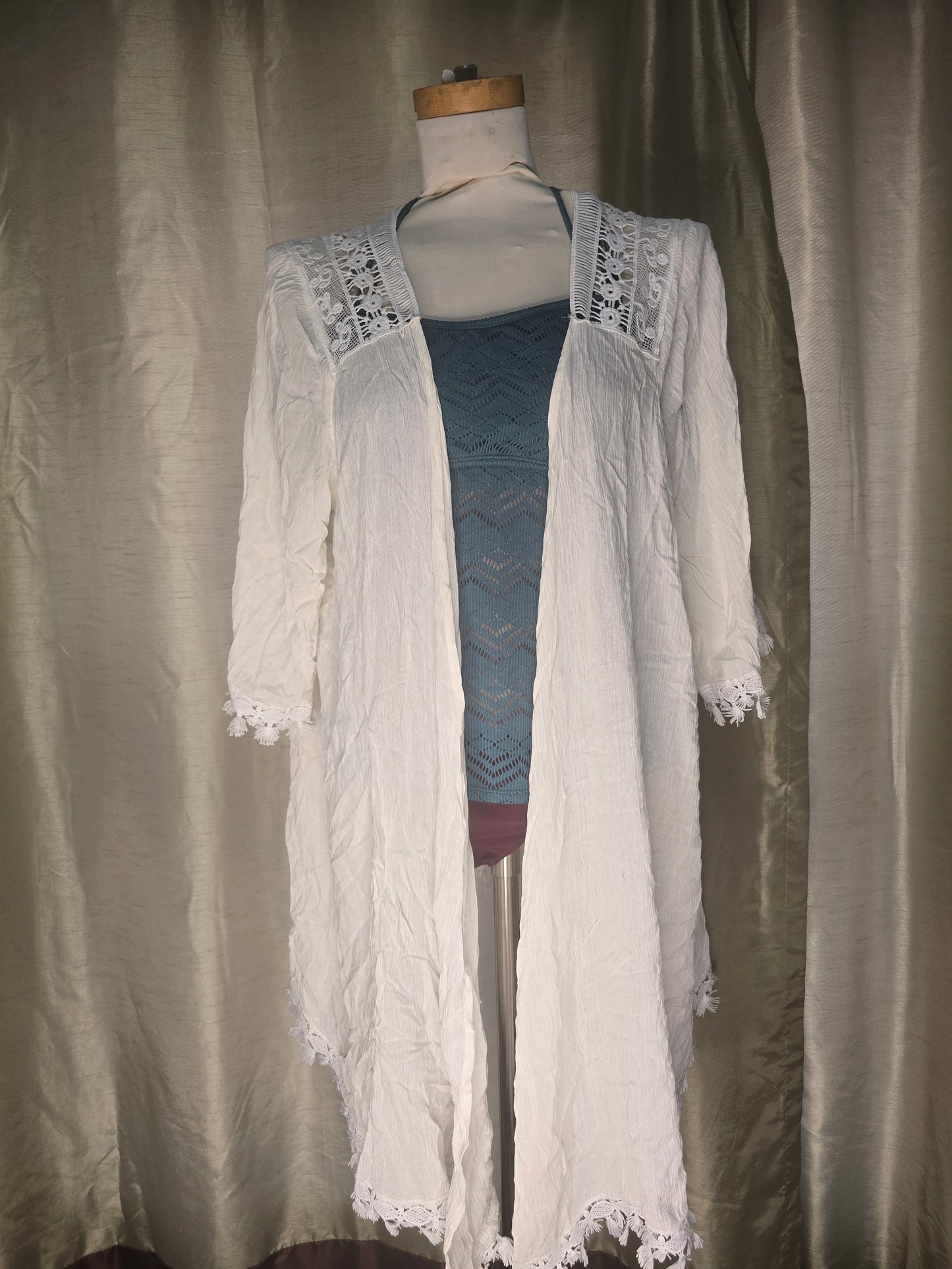 Indigo Rose White Lace Kimono Cover-Up – Women's Size 2X