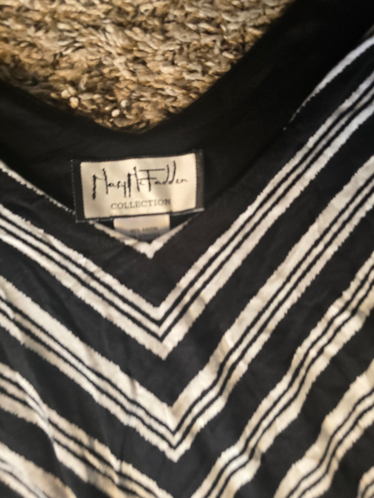 Mary McFadden Collection Black & White Chevron Stripe Maxi Dress XL